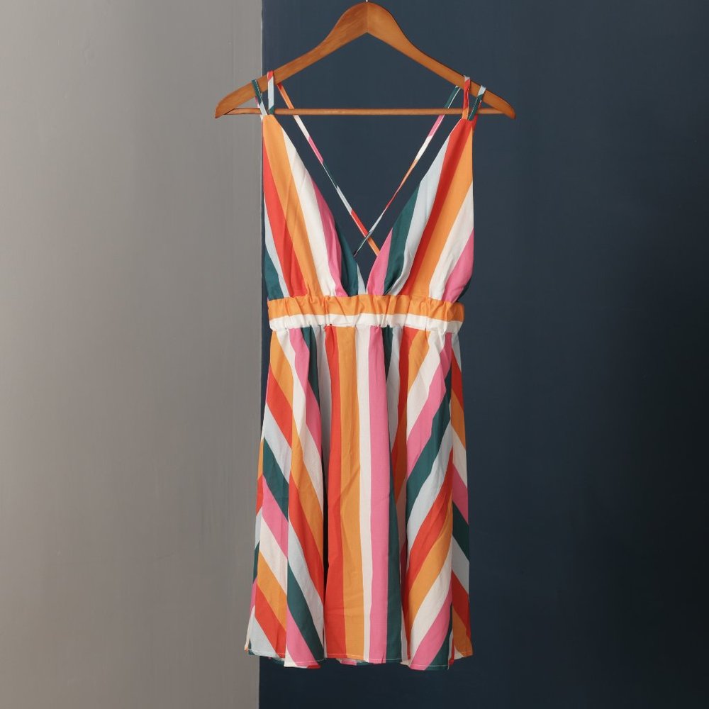 Multi-colored striped dress